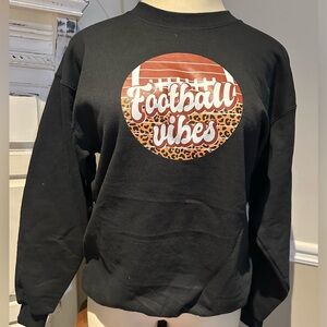 Ultimate Hanes Cotton Printpro Size Med (38-40) Black Football Vibes Sweatshirt
